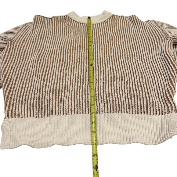 NWOT Aerie Brown and White Chunky Knit Crewneck Sweater Oversized XXS - Picture 7 of 7